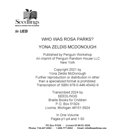 Cover for Who Was Rosa Parks by Yona Zeldis McDonough