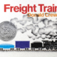 Cover of Freight Train with braille, a colorful train, and a silver Caldecott Honor award
