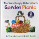 Cover of The Very Hungry Caterpillar's Garden Picnic with print and braille and a picture of the Very Hungry Caterpillar on a picnic basket