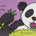 Interior spread with print and braille for That’s Not My Panda showing a panda on a purple background with eating bamboo