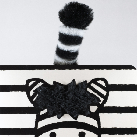 Cover of If I Were a Zebra with print, braille, and a picture of a zebra with a fuzzy nose on a black and white striped background