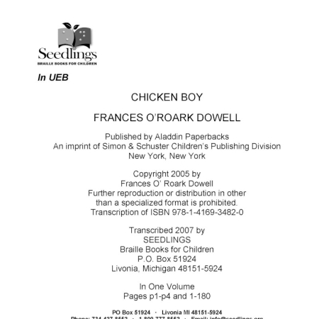 Cover of Chicken Boy by Frances O'Roark Dowell