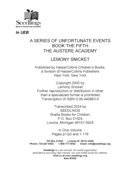 Cover of A Series of Unfortunate Events: The Austere Academy by Lemony Snicket
