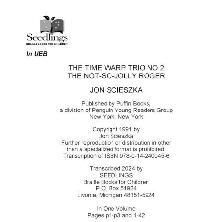 Cover of The Time Warp Trio No.2: The Not-So-Jolly Roger by Jon Scieszka