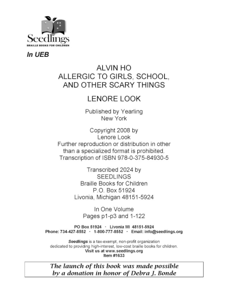 Cover of Alvin Ho: Allergic to Girls, School, and Other Scary Things by Lenore Look