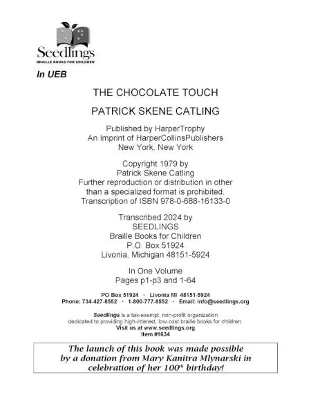 Cover of The Chocolate Touch by Patrick Skene Catling