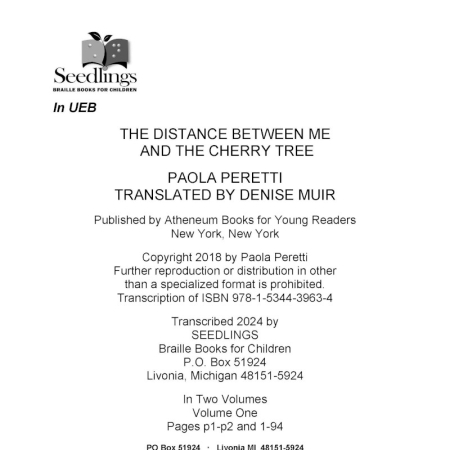 Cover of The Distance Between Me and the Cherry Tree by Paola Peretti