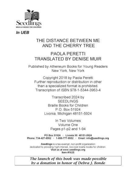 Cover of The Distance Between Me and the Cherry Tree by Paola Peretti