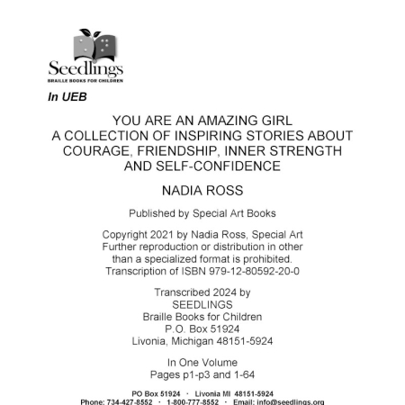 Cover of You Are an Amazing Girl by Nadia Ross