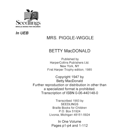 Cover image for Mrs Piggle-Wiggle by Betty MacDonald
