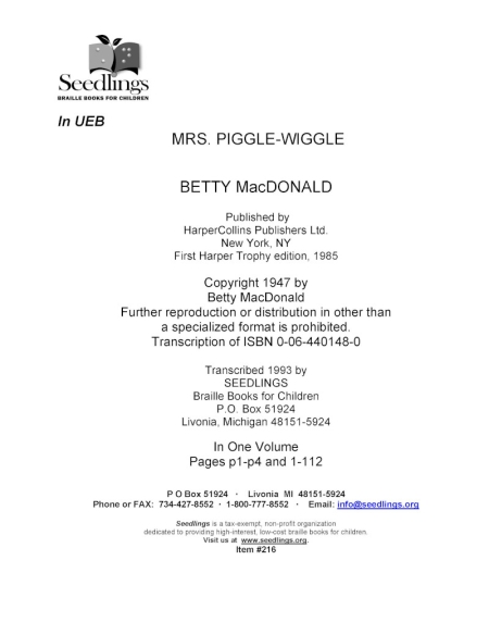 Cover image for Mrs Piggle-Wiggle by Betty MacDonald