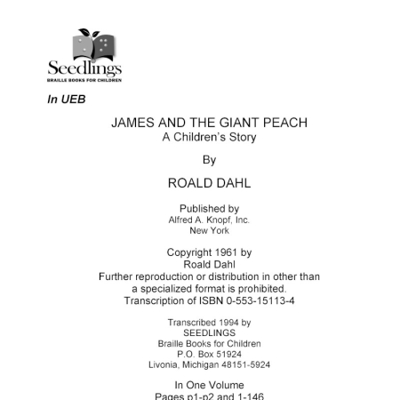 Cover image for James and the Giant Peach A children's story by Roald Dahl