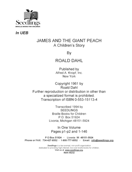 Cover image for James and the Giant Peach A children's story by Roald Dahl