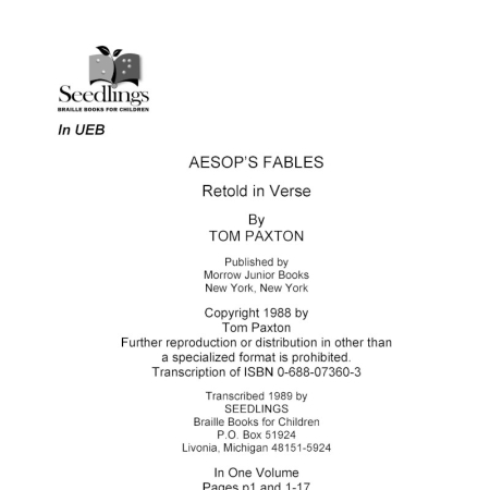 Cover image for Aesop's Fables by Tom Paxton