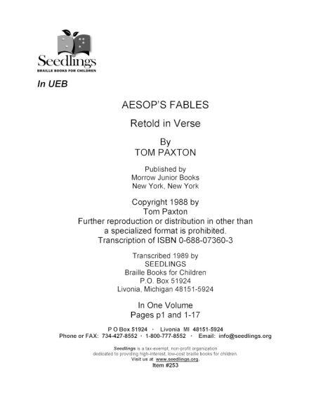Cover image for Aesop's Fables by Tom Paxton