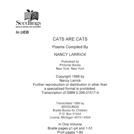 Cover image for Cats are Cats by Nancy Larrick