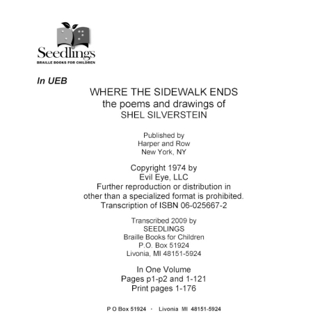Cover for Where The Sidewalk Ends by Shel Silverstein