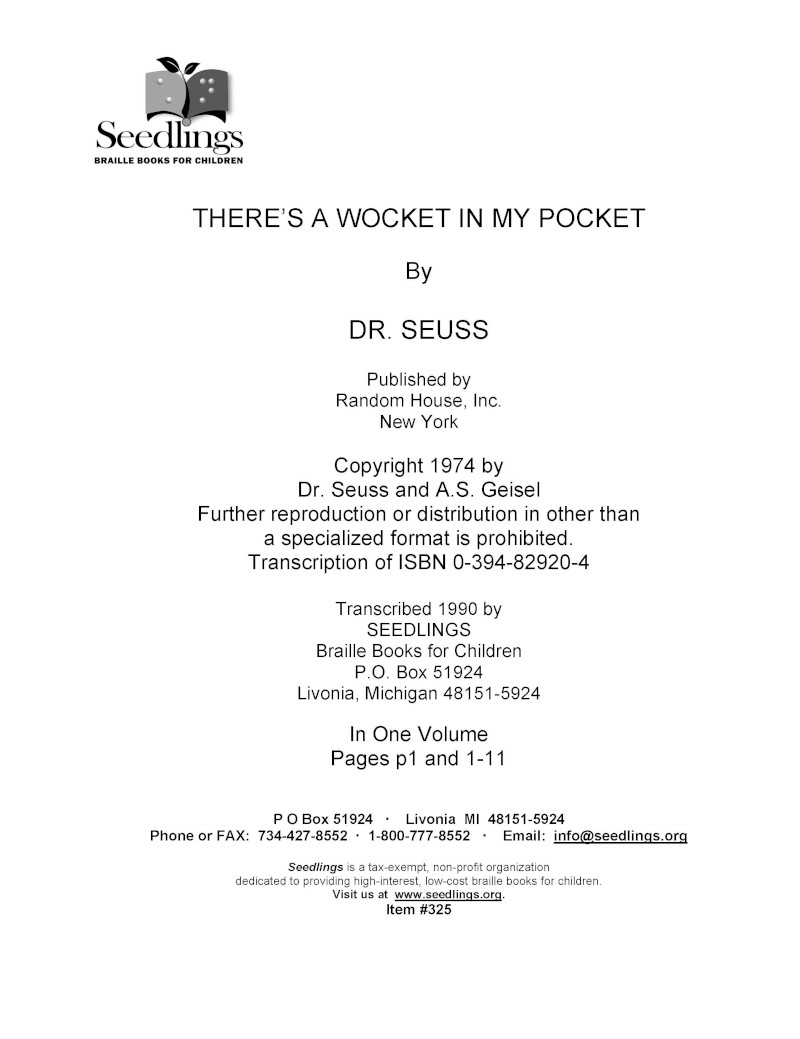 There's a Wocket in My Pocket! [Contracted] - Seedlings