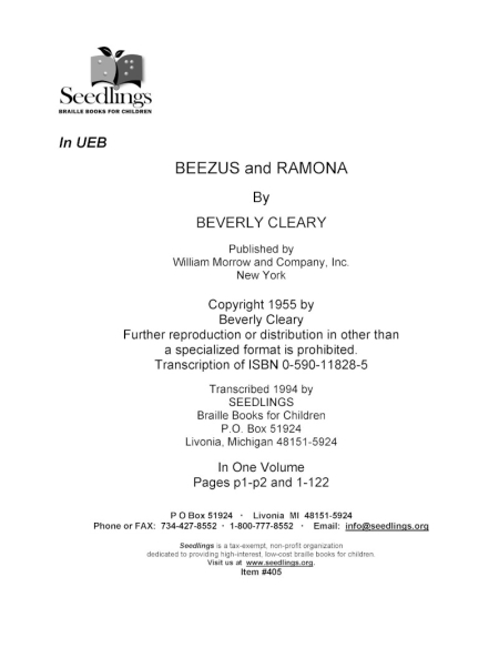 Cover image for Beezus and Ramona by Beverly Cleary