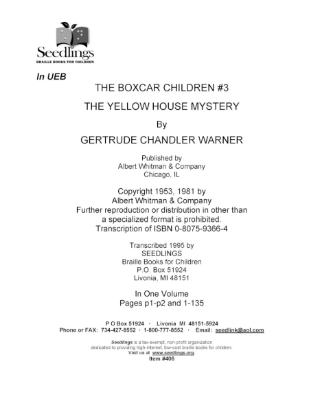 Cover image for The Boxcar Children #3 The Yellow House Mystery by Gertrude Chandler Warner