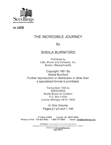 Cover image for The Incredible Journey by Sheila Burnford