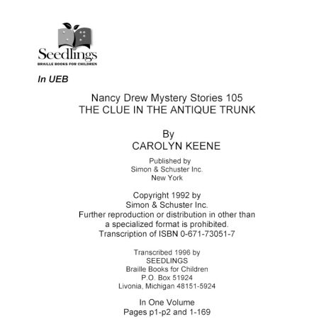 Nancy Drew Mystery Stories 105 The clue in the Antique Trunk by Carolyn Keene