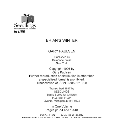 Cover image for Brian's Winter by Gary Paulsen