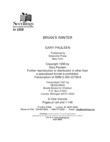 Cover image for Brian's Winter by Gary Paulsen