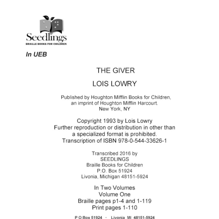 Cover image for The Giver by Lois Lowry
