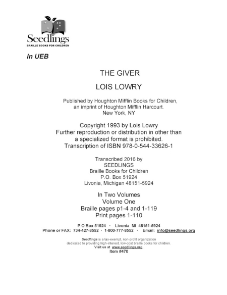 Cover image for The Giver by Lois Lowry