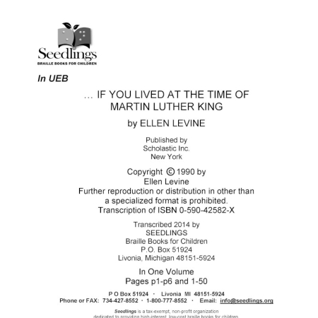Cover image for If You Lived At the Time of Martin Luther King By Ellen Levine