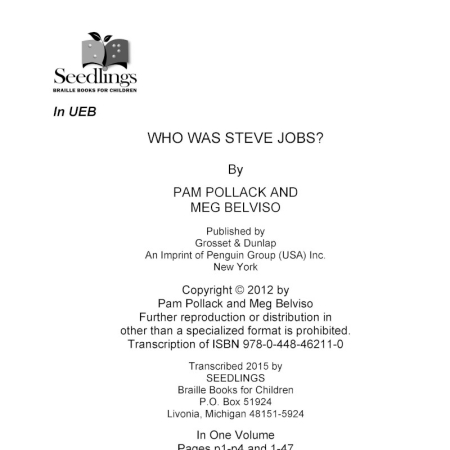 Cover image for Who Is Steve Jobs? By Pam Pollack and Meg Belviso