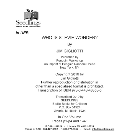Cover image for Who Is Stevie Wonder? By Jim Gigliotti