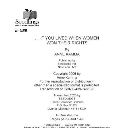 Cover image for If You Lived When Women Won Their Rights by Anne Kamma