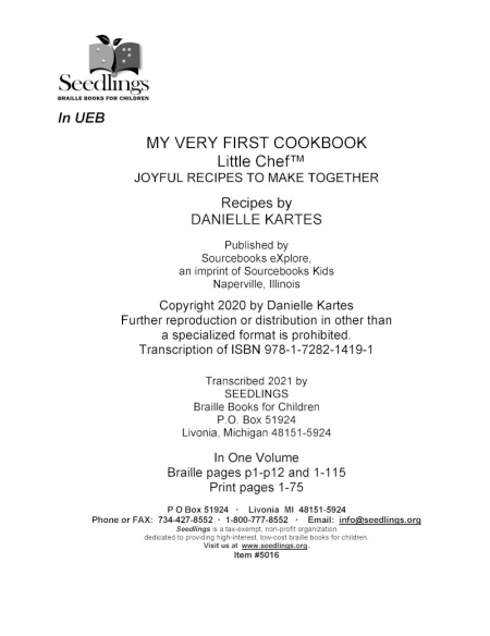 Cover image for My Very First Cookbook by Danielle Kartes