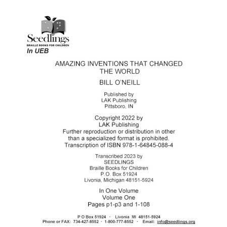 Cover image for Amazing Inventions That Changed the World by Bill O'Neill