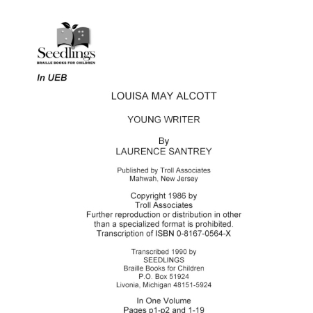 Cover image for Louisa May Alcott by Laurence Santrey