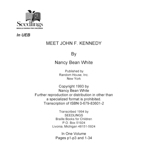 Cover image for Meet John F Kennedy by Nancy Bean White