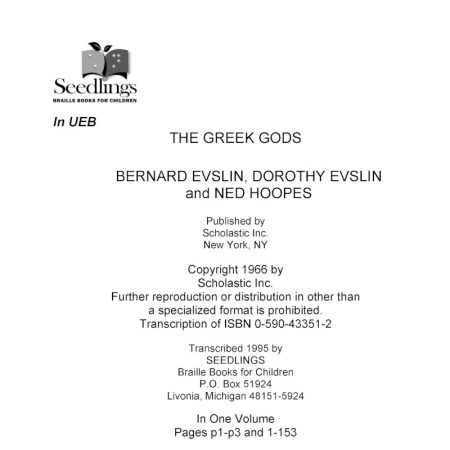 Cover image for The Greek Gods by Bernard Evslin, Dorothy Evslin, and Ned Hoopes