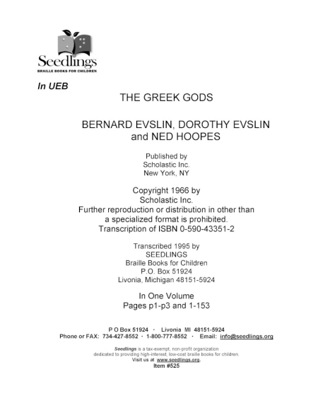 Cover image for The Greek Gods by Bernard Evslin, Dorothy Evslin, and Ned Hoopes