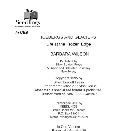 Cover image for Icebergs and Glaciers Life at the Frozen Edge by Barbara Wilson