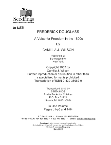 Cover image for Frederick Douglass A Voice for Freedom in the 1800s by Camilla J Wilson