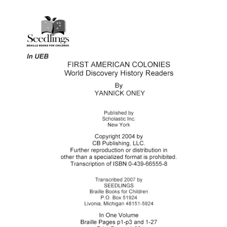 Cover image for First American Colonies World Discovery History Readers by Yannick Oney