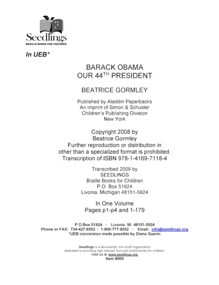 Cover image of Barack Obama Our 44th President by Beatrice Gormley