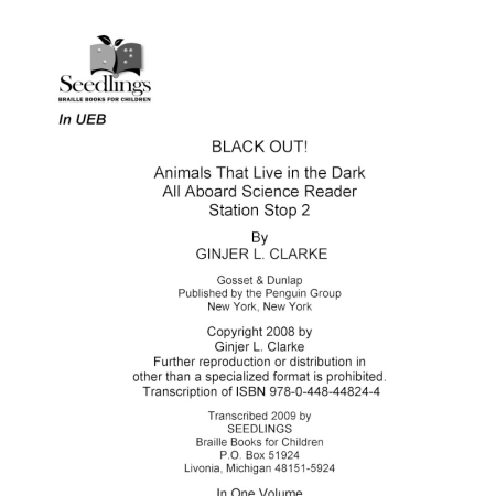 Cover image for Black Out! Animals That Live in the Dark by Ginjer L Clarke