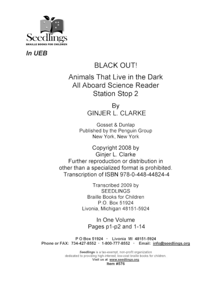 Cover image for Black Out! Animals That Live in the Dark by Ginjer L Clarke