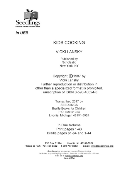 Cover image for Kids Cooking by Vicki Lansky