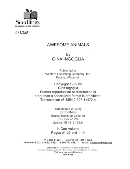 Cover image for Awesome Animals by Gina Ingoglia
