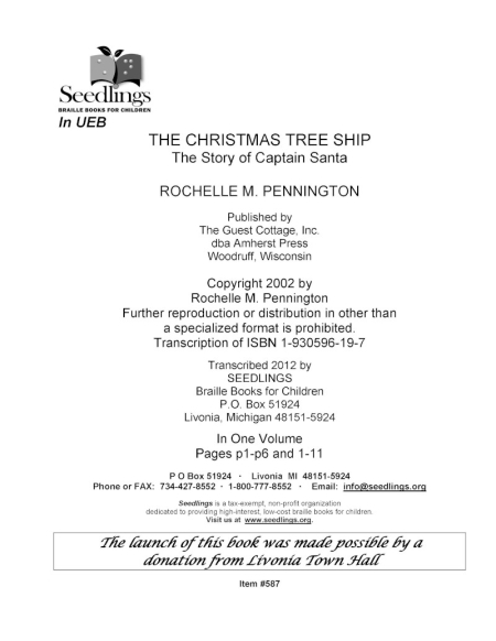 Cover image for The Christmas Tree Ship: The Story of Captain Santa by Rochelle M Pennington