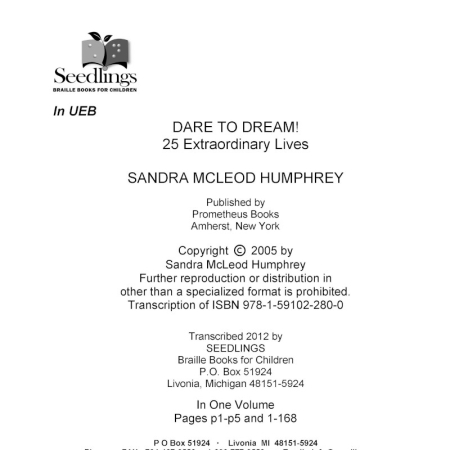 Cover image for Dare To Dream! 25 Extraordinary Lives by Sandra McLeod Humphrey